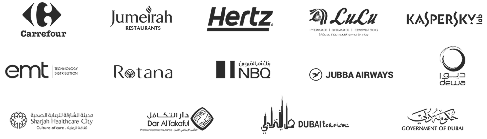 Client logos and partner brands of RedSpider Dubai