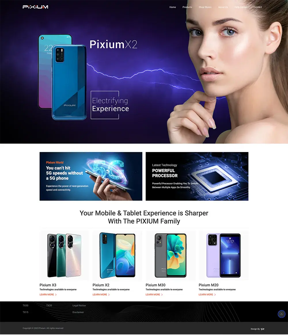 Pixium Mobile web design project by RedSpider Dubai