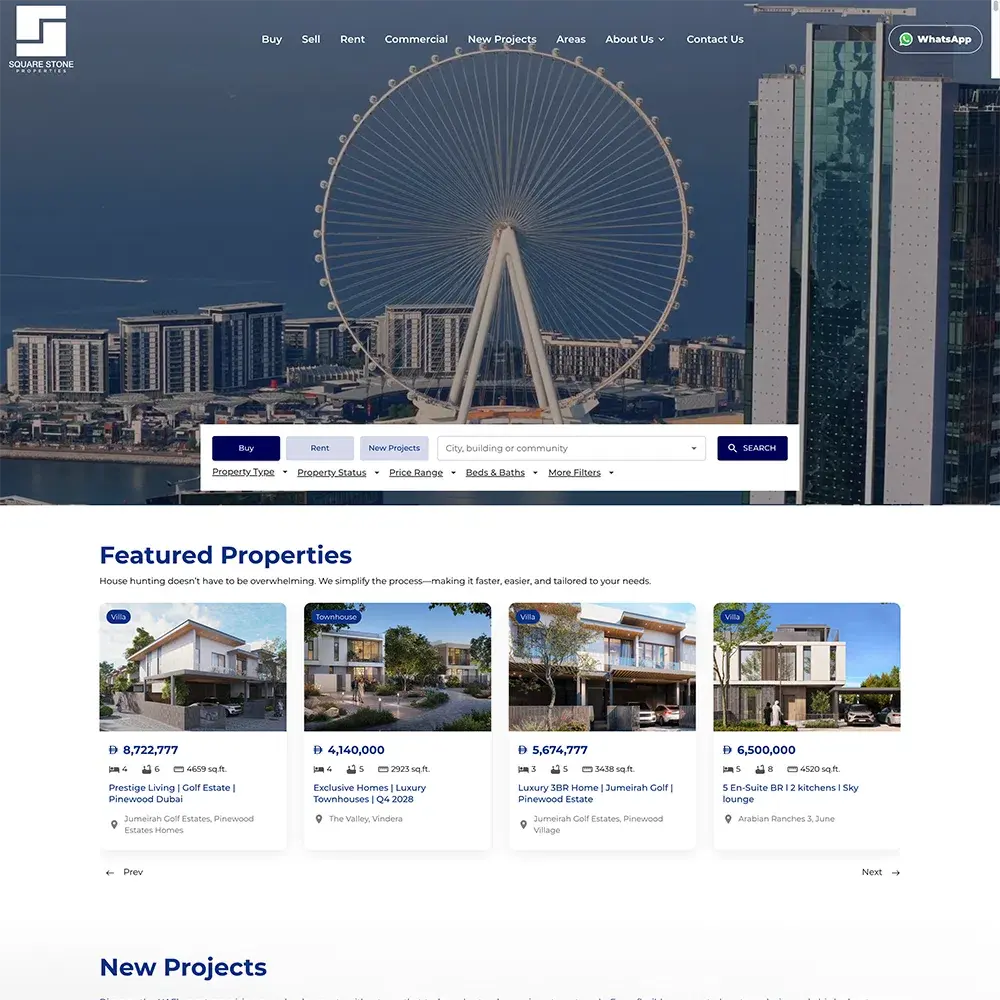 Square Stone Properties LLC web design project by RedSpider Dubai