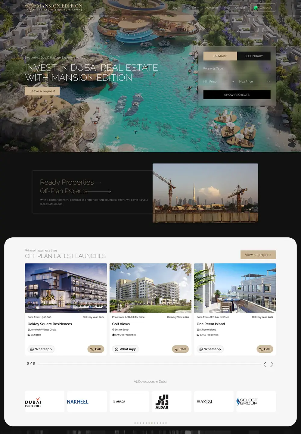 Mansion Edition Real Estate web design project by RedSpider Dubai