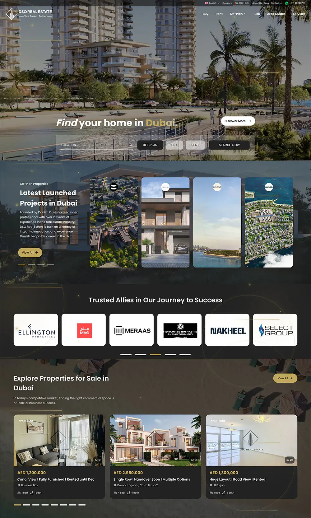 DSQ Real Estate - V2 web design project by RedSpider Dubai