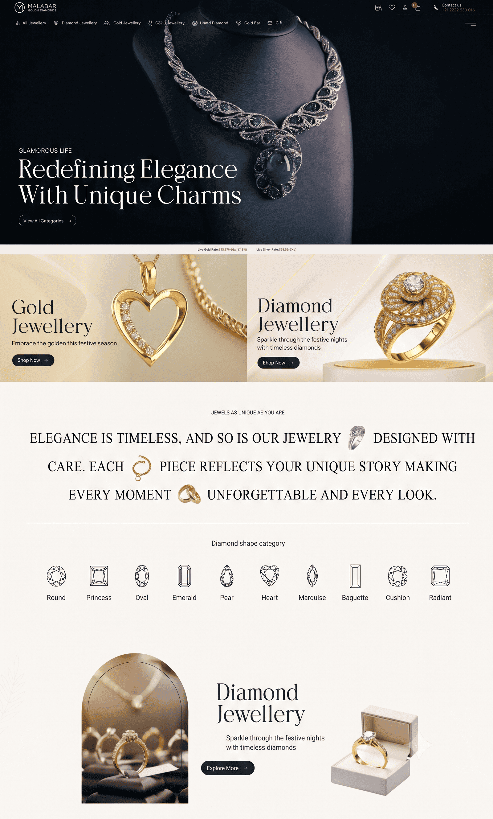 Malabar Gold and Diamonds Store UAE web design project by RedSpider Dubai