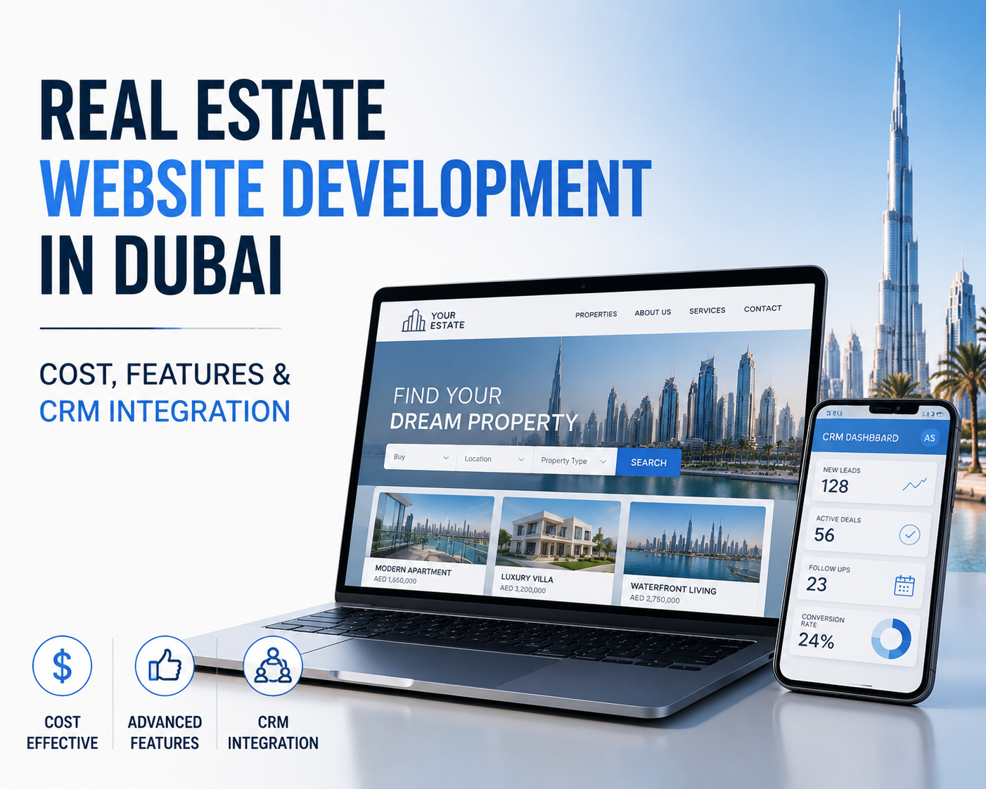 Real Estate Website Development in Dubai: Cost, Features & CRM Integration