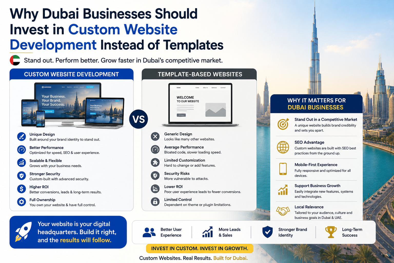 Why Dubai Businesses Should Invest in Custom Website Development Instead of Templates